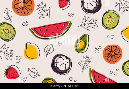 Abstrakte minimale organische Doodle Früchte Form Zeichnung Vorlage. Entwerfen Sie einfach für den Hintergrund der Vorlage. Stock Vektor