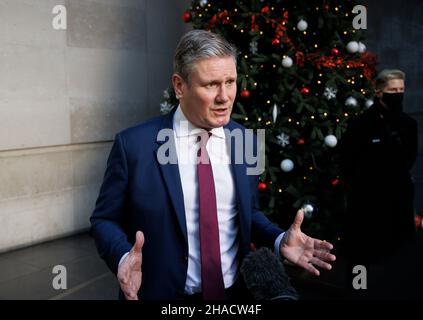 London, Großbritannien. 12th Dez 2021. Leiter der Arbeitswelt, Keir Starmer, in den BBC Studios für die Andrew Marr Show. Quelle: Tommy London/Alamy Live News Stockfoto