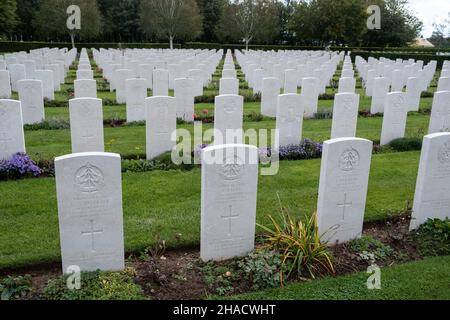 Frankreich, Normandie, am 2020-10-11. Bayeux British Military Cemetery. Foto von Martin Bertrand. Frankreich, Normandie, le 2020-10-11. Cimetiere militair Stockfoto