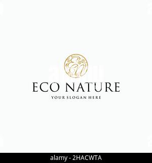 Minimalistisches, flaches Zeichen mit ECO NATURE-Logo Stock Vektor