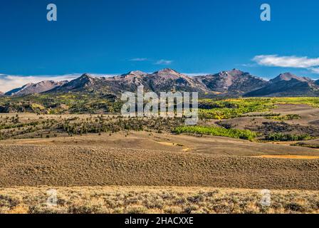 Wind River Range, Blick von der Lander Cutoff Road (CR 132), Wyoming, USA Stockfoto