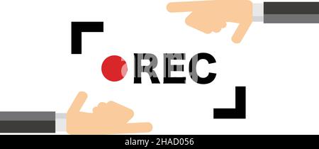 Es wird stark den Eindruck von REC gegeben. Stock Vektor