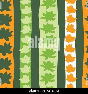 Vektor grüne Streifen von Lotus Blume abstrakte Formen 08 wiederholen Muster. Geeignet für Textilien, Geschenkpapier und Tapeten. Stock Vektor