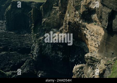 Lavaformationen, genannt Londrangar, an der Südküste der Halbinsel Snaefellsnes, Island. Hochwertige Fotos Stockfoto