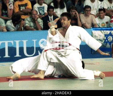 Barcelona, Hiszpania, 07,1992. XXV Letnie Igrzyska Olimpijskie w Barcelonie. Na zdjêciu: polski judoka Pawe³ Nastula. (mr) PAP/Piotr Teodor Walczak ***Dok³adny dzieñ wydarzenia nieustalony*** Barcelona, Spanien, Juli 1992. XXV. Olympische Sommerspiele in Barcelona. Im Bild: Polnische Judoka Pawel Nastula. (mr) PAP/Piotr Teodor Walczak ***Termin unbekannt*** Stockfoto