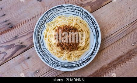 Spaghetti Bolognaise mit Hackfleisch, Makaronia me kima in Griechenland Stockfoto