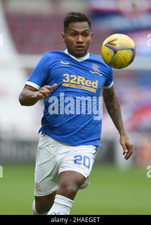 Edinburgh, den 12th. Dezember 2021. Alfredo Morelos von Rangerswährend des Spiels der Scottish Premier League im Tynecastle Park, Edinburgh. Bildnachweis sollte lauten: Neil Hanna / Sportimage Kredit: Sportimage/Alamy Live News Stockfoto