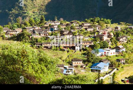 Schönes Dorf im Westen Nepals, Dhaulagiri, westlichen Nepal Stockfoto