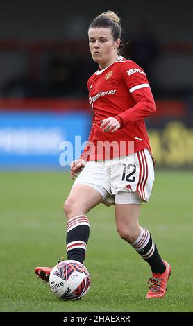 Crawley, Großbritannien, 12th. Dezember 2021. Hayley Ladd von Manchester United während des Spiels der FA Women's Super League im People's Pension Stadium, Crawley. Bildnachweis sollte lauten: Paul Terry / Sportimage Kredit: Sportimage/Alamy Live News