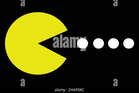 PAC-man Spiel Thema Vektor Illustration, Retro-Computerspiel Stock Vektor