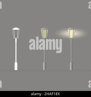 Straßenlampe, Optionen für Bilder. Elektrische Straßenbeleuchtung. Vektorgrafik. Stock Vektor