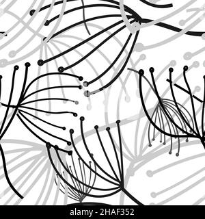 Dandelion im abstrakten Stil auf weichem Hintergrund. Nahtloses Muster in abstraktem Dessin. Vintage-Dandelion, tolles Design für jeden Zweck. Stock Vektor