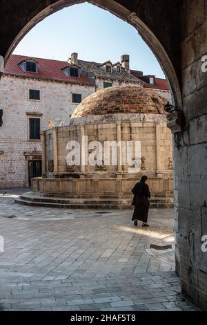 Der jüdische Brunnen am Eingang zur Altstadt von Dubrovnik, Kroatien. Stockfoto