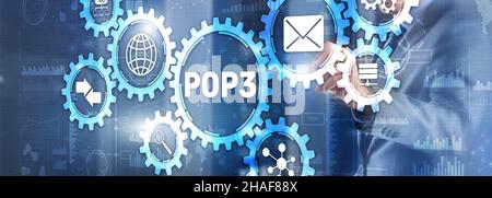 Pop3 Protokoll. IT-Technologie Internet-Konzept. Stockfoto