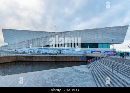 Liverpool, Großbritannien. 12th Dez 2021. G7 Branding im Museum of Liverpool, das dieses Wochenende das Außenministertreffen G7 in Liverpool veranstaltete. Kredit: SOPA Images Limited/Alamy Live Nachrichten Stockfoto