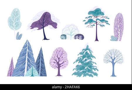 Winter Bäume Schnee bedeckt Kronen Vektor-Illustration Stock Vektor