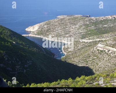 Der Strand von Porto Vromi auf der Insel Zakynthos in Griechenland im Sommer Stockfoto