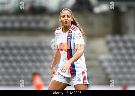 Paris, Frankreich. 12th Dez 2021. Delphine Cascarino von Olympique Lyonnais während der französischen Frauenmeisterschaft, D1 Arkema Fußballspiel zwischen dem FC Paris und Olympique Lyonnais (OL) am 12. Dezember 2021 im Charlety Stadium in Paris, Frankreich. Kredit: Victor Joly/Alamy Live Nachrichten Stockfoto