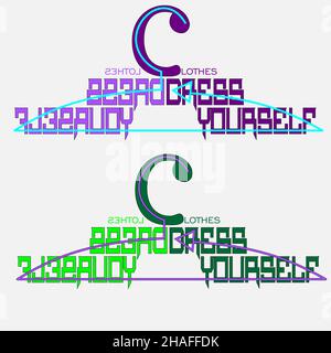 Schriftzug des Bekleidungslogos in Form eines Kleiderbügels im Stil der Generation z 1 Stock Vektor