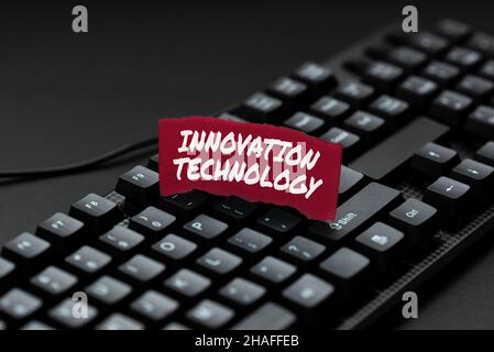 Konzeptunterschrift Innovation Technology. Business Showcase Neue Idee oder Methode technischer oder wissenschaftlicher Natur Übertragung schriftlicher Notizen auf Ein Stockfoto