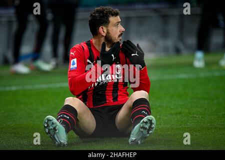 Udine, Italien. 11th Dez 2021. Milan's Alessandro Florenzi reagiert während Udinese Calcio gegen AC Mailand, italienische Fußballserie A Spiel in Udine, Italien, Dezember 11 2021 Quelle: Independent Photo Agency/Alamy Live News Stockfoto