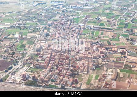 Häuser von Wohnviertel Blick von oben . Carrer de Vicent Puchol Valencia Spanien Stockfoto