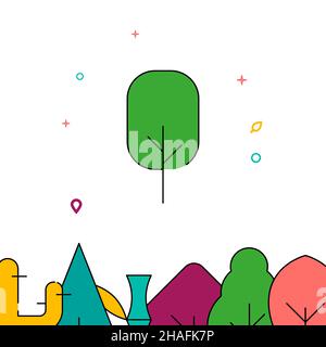 Abgerundetes Rechteck Baum gefüllt Linie Vektor-Symbol, einfache Illustration, Wald, Garten bezogen unteren Rand. Stock Vektor
