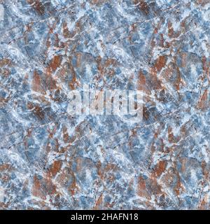 Nahtlose Textur der grauen Steinoberfläche mit braunem und weißem Muster. Draufsicht. Vier Fragmente in einem. Stockfoto