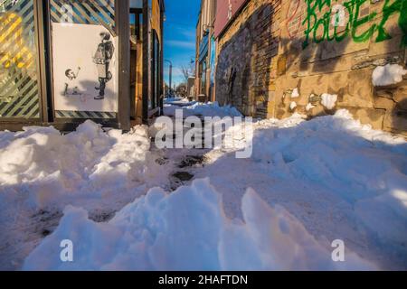 Minneapolis, Usa. 12th Dez 2021. Atmosphäre am George Floyd Square an der Ecke von 38th Street und Chicago Avenue am 12. Dezember 2021 in Minneapolis, Minnesota. Foto von Chris Tuite/ImageSPACE/Sipa USA Credit: SIPA USA/Alamy Live News Stockfoto