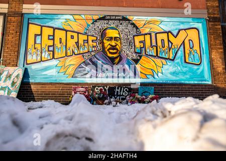 Minneapolis, Usa. 12th Dez 2021. Atmosphäre am George Floyd Square an der Ecke von 38th Street und Chicago Avenue am 12. Dezember 2021 in Minneapolis, Minnesota. Foto von Chris Tuite/ImageSPACE/Sipa USA Credit: SIPA USA/Alamy Live News Stockfoto