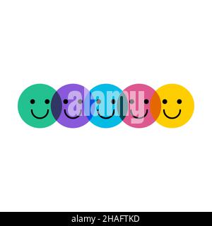 Konzept „lächelnde Gesichter“. Symbol „Happy Face“. Bewertungszeichen. Friends-Logo Stock Vektor