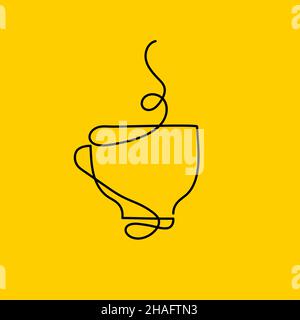 Heißer Kaffee, Tee. Skizze für eine Tasse Getränk. Cafe-Logo Stock Vektor