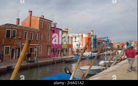 Venedig, Kanal der Insel Burano Stockfoto