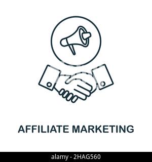 Affiliate-Marketing-Symbol. Linienelement aus der Affiliate-Marketing-Sammlung. Linear Affiliate Marketing Icon Zeichen für Web-Design, Infografiken und mehr Stock Vektor
