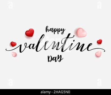 Happy valentine Day Vektor-Design isoliert Design. valentine Schriftzug mit roten und rosa Herzen Illustration. Stock Vektor