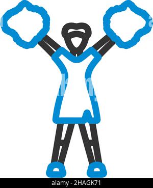 American Football Cheerleader Girl-Ikone. Editierbare Fett Formatigte Kontur Mit Farbfüllungsdesign. Vektorgrafik. Stock Vektor