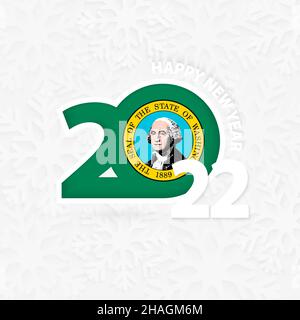 Frohes neues Jahr 2022 für Washington auf Schneeflocken Hintergrund. Begrüßung von Washington mit neuem Jahr 2022. Stock Vektor