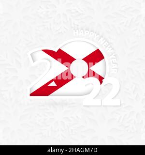 Frohes neues Jahr 2022 für Alabama auf Schneeflocke Hintergrund. Gruß Alabama mit neuen 2022 Jahr. Stock Vektor
