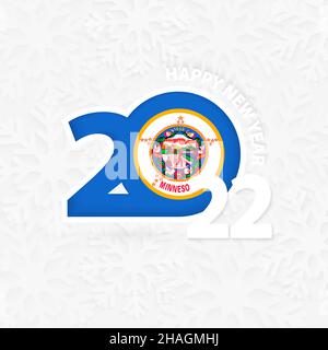 Frohes neues Jahr 2022 für Minnesota auf Schneeflocke Hintergrund. Gruß Minnesota mit neuen 2022 Jahr. Stock Vektor