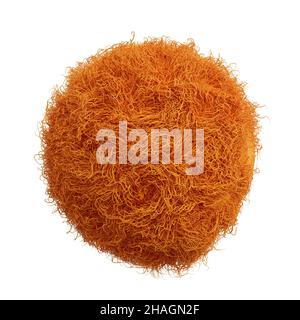 Flauschige Kugel, pelzige orange Kugel isoliert auf weißem Hintergrund Stockfoto