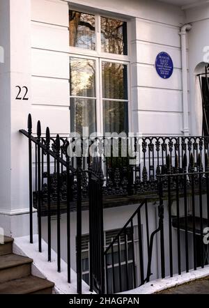 English Heritage Blaue Plakette für François Guizot, Politiker, Historiker, bei 21 Pelham Crescent, Kensington, London Stockfoto