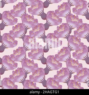 Nahtloses Muster mit violetten Blüten für Stoffe und Textilien Stockfoto