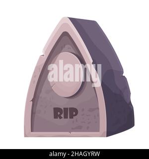 Steingrab, Denkmal im Cartoon-Stil isoliert auf weißem Hintergrund. Beerdigung, Friedhofsobjekt. Denkmal des Nachlebens. Vektorgrafik Stock Vektor