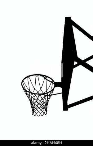 Basketball Backboard schwarze Umrissdarstellung auf weißem Clipping Hintergrund Stockfoto