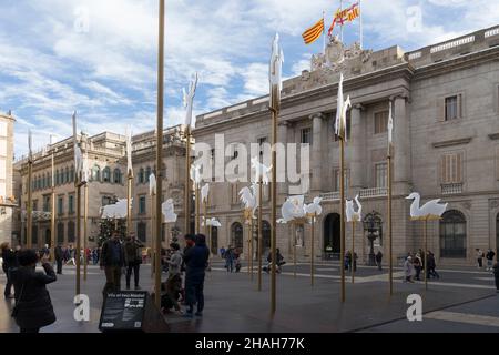 Plaça de Sant Jaume, Barcelona, Spanien, Europa Stockfoto