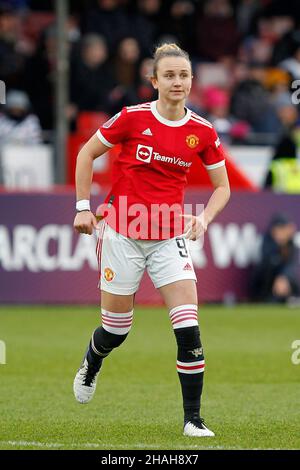 CRAWLEY, Großbritannien, DEZEMBER 12: Martha Thomas von Manchester United Women während der Barclays FA Woman Super League zwischen Brighton und Hove Albion Stockfoto