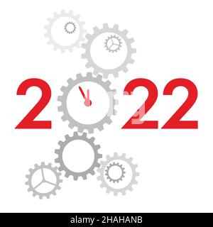 Neujahrskonzept 2022 - Ziffern mit Mechanismus Stock Vektor