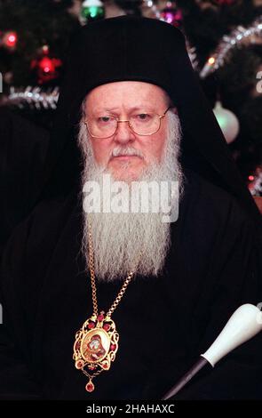Warszawa, 22.01.2000. Honorowy zwierzchnik œwiatowego prawos³awia, Patriarcha Ekumeniczny Konstantynopola Bart³omiej i podczas wizyty w Polsce. (kruu) PAP/Jacek Turczyk Warschau, 22.01.2000. Der Erzbischof von Constantinopleund der Ökumenische Patriarch Bartholomaios I. bei seinem Besuch in Polen. (kruu) PAP/Jacek Turczyk Stockfoto