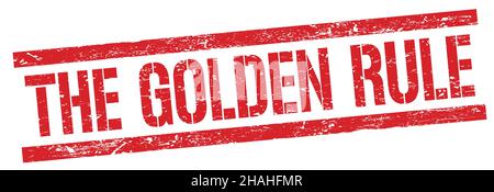 DER TEXT DER GOLDENEN REGEL auf dem roten grungy Rechteck Stempelzeichen. Stockfoto