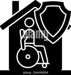 Hypothek Invalidität Versicherung schwarze Glyphe Symbol Stock Vektor